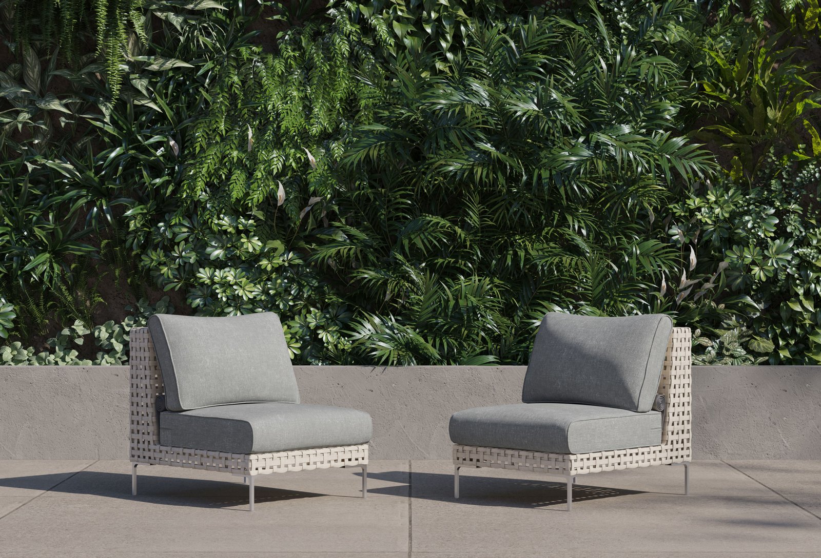 Open Weave Wicker Outdoor Armless Chair Conversation Set - Image 6