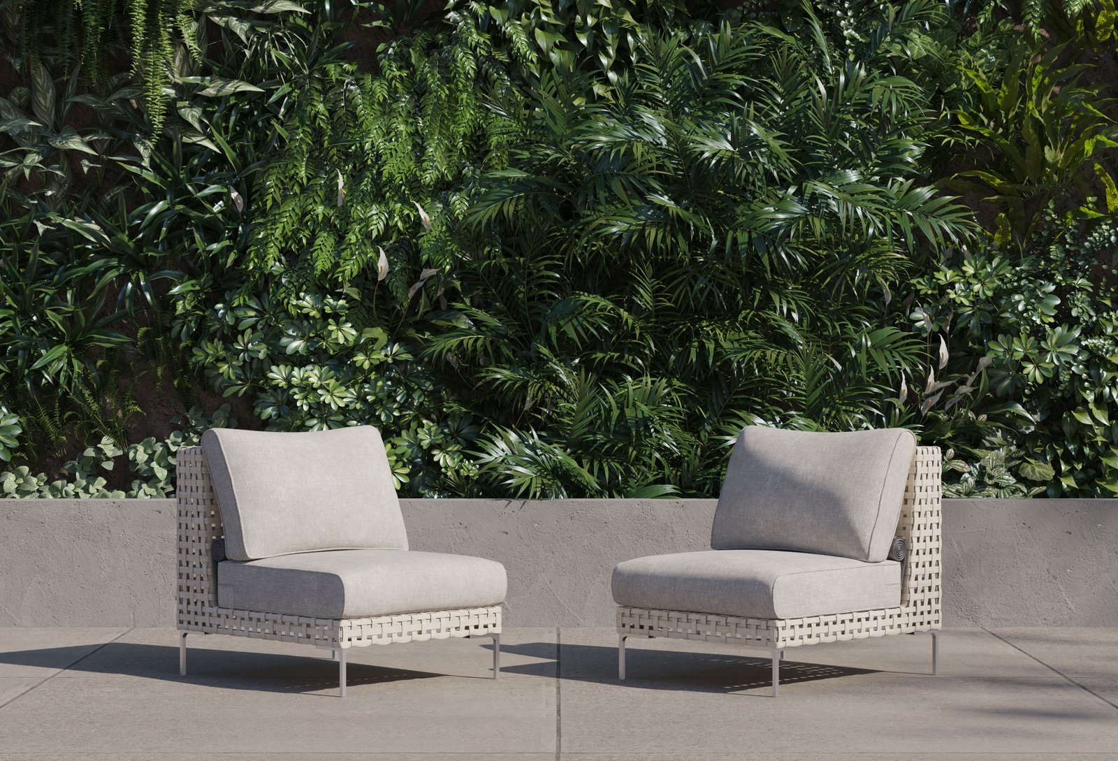 Open Weave Wicker Outdoor Armless Chair Conversation Set - Image 14