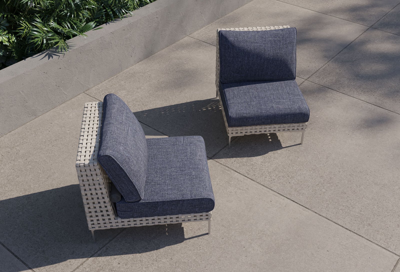 Open Weave Wicker Outdoor Armless Chair Conversation Set - Image 11