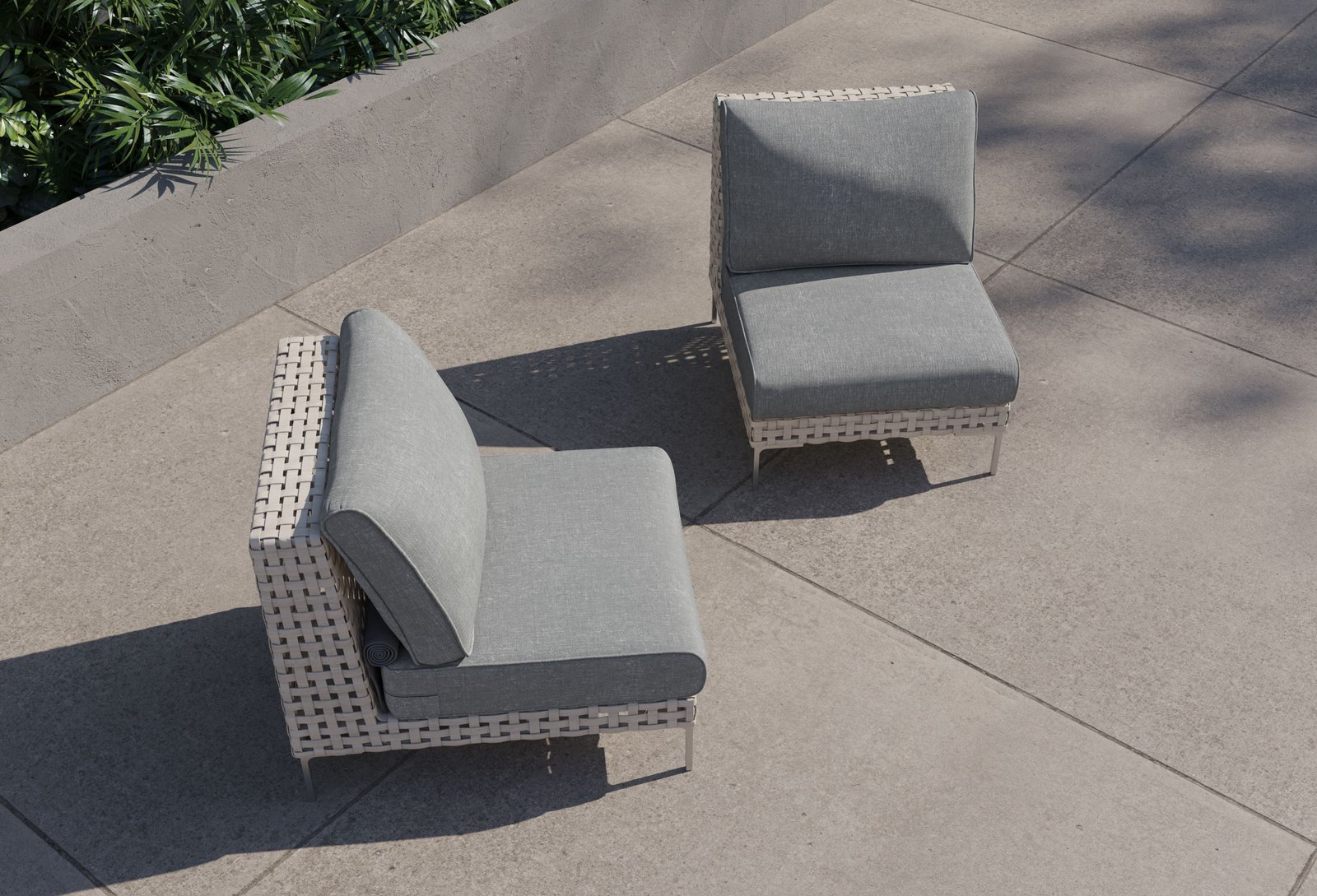 Open Weave Wicker Outdoor Armless Chair Conversation Set - Image 7