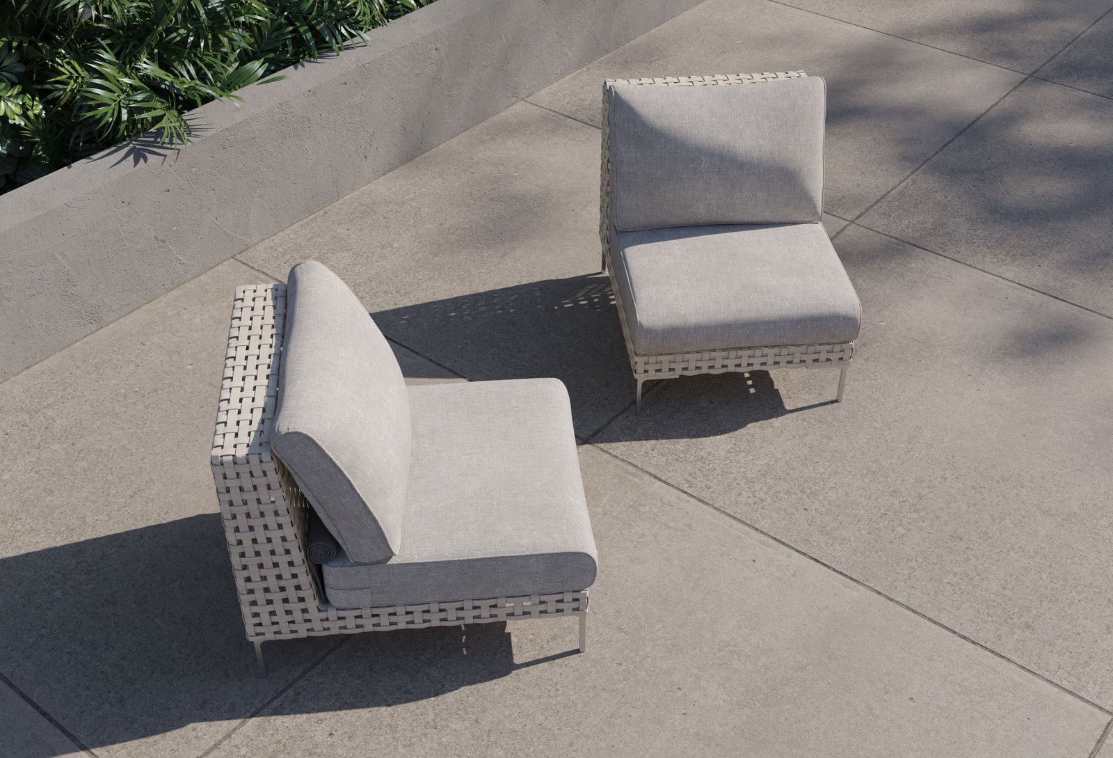 Open Weave Wicker Outdoor Armless Chair Conversation Set - Image 15