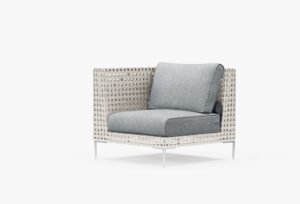 Open Weave Wicker Outdoor Corner Chair - Left/Right in Pacific Fog Gray #color_pacific fog gray