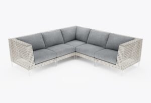 Open Weave Wicker Outdoor Corner Sectional - 5 Seat in Pacific Fog Gray #title_pacific fog gray