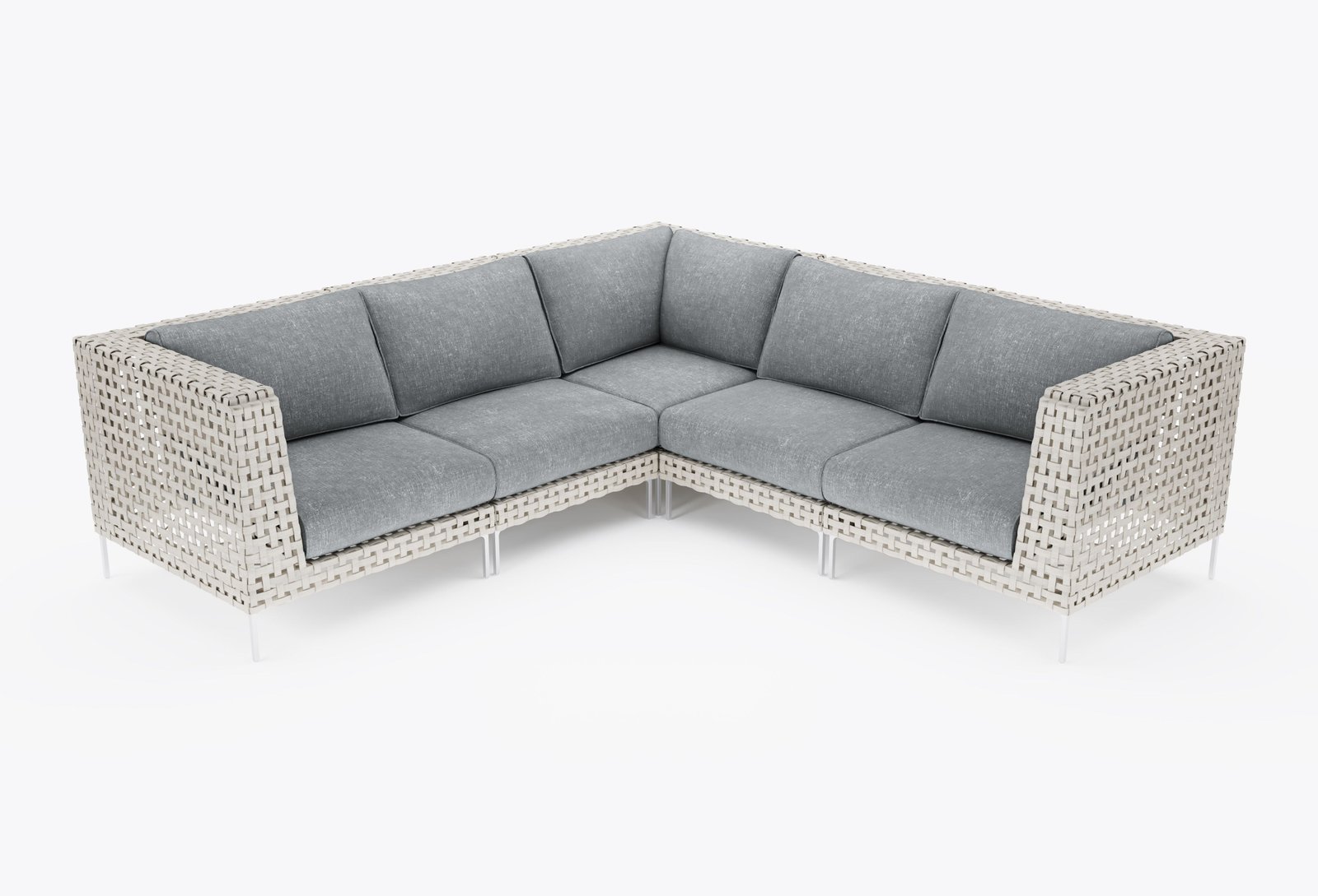 Open Weave Wicker Outdoor Corner Sectional - 5 Seat in Pacific Fog Gray #title_pacific fog gray