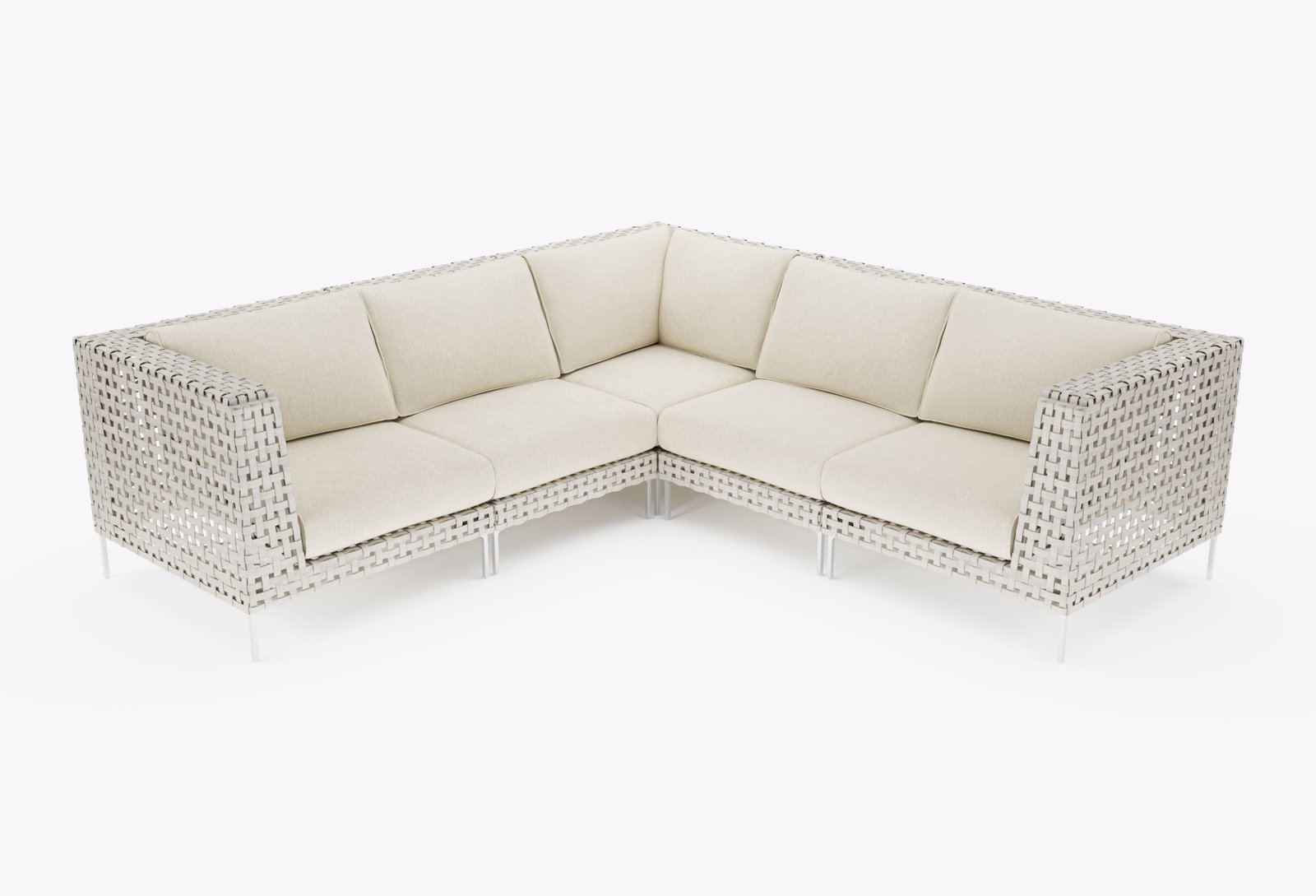 Open Weave Wicker Outdoor Corner Sectional - 5 Seat in Palisades Cream #color_palisades cream