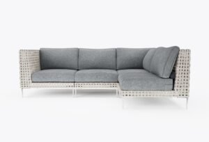 Open Weave Wicker Outdoor L Sectional - 4 Seat in Pacific Fog Gray #color_pacific fog gray