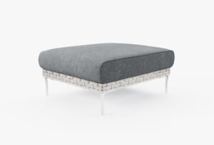 Open Weave Wicker Outdoor Ottoman in Pacific Fog Gray #color_pacific fog gray