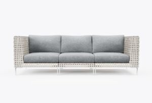 Open Weave Wicker Outdoor Sofa - 3 Seat in Pacific Fog Gray #color_pacific fog gray