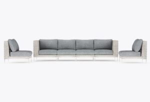 Open Weave Sofa with Armless Chairs - 6 Seat in Pacific Fog Gray #title_pacific fog gray