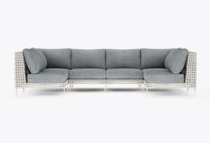 Open Weave Wicker U Sectional - 6 Seat in Pacific Fog Gray #color_pacific fog gray
