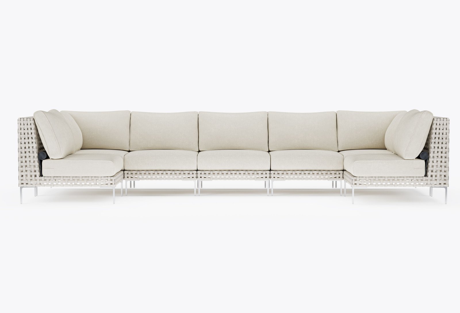 Open Weave Wicker U Sectional - 7 Seat in Palisades Cream #color_palisades cream