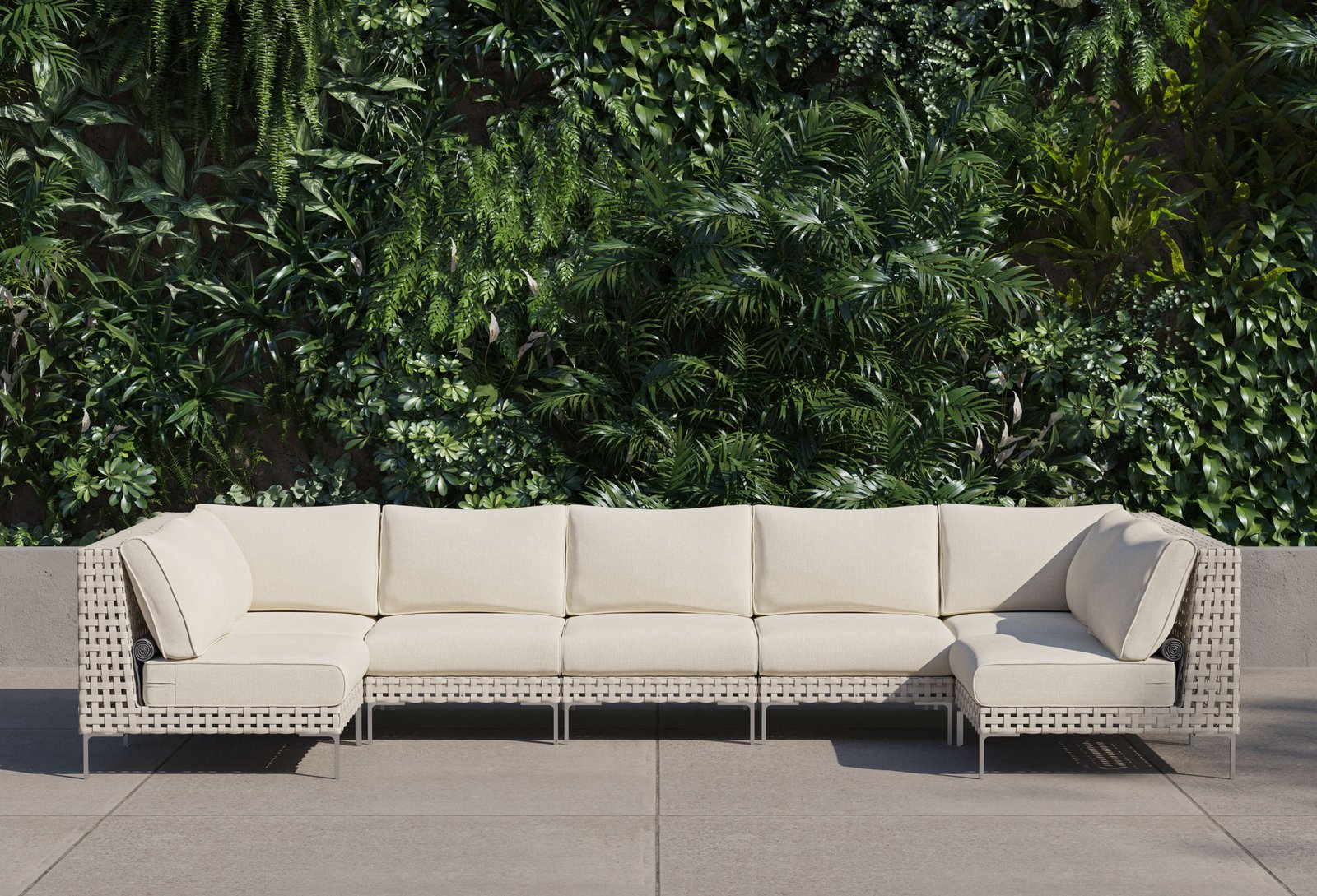 Open Weave Wicker Outdoor U Sectional - 7 Seat - Image 8