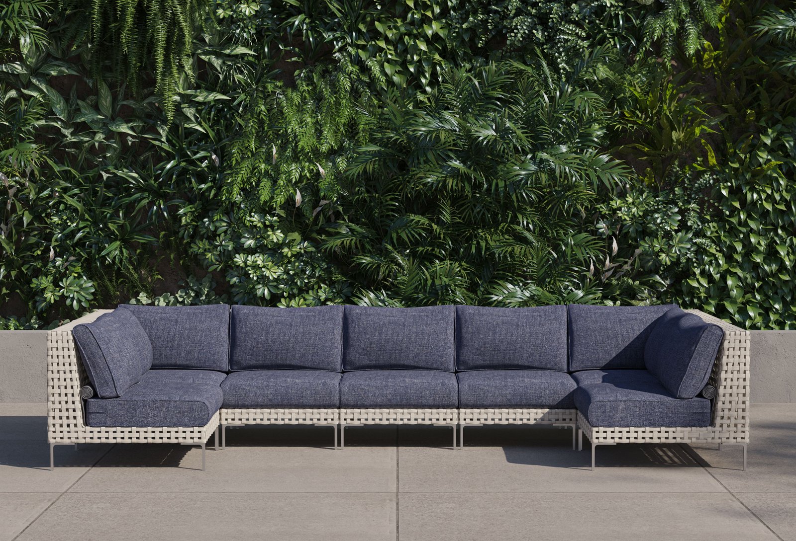 Open Weave Wicker Outdoor U Sectional - 7 Seat - Image 10