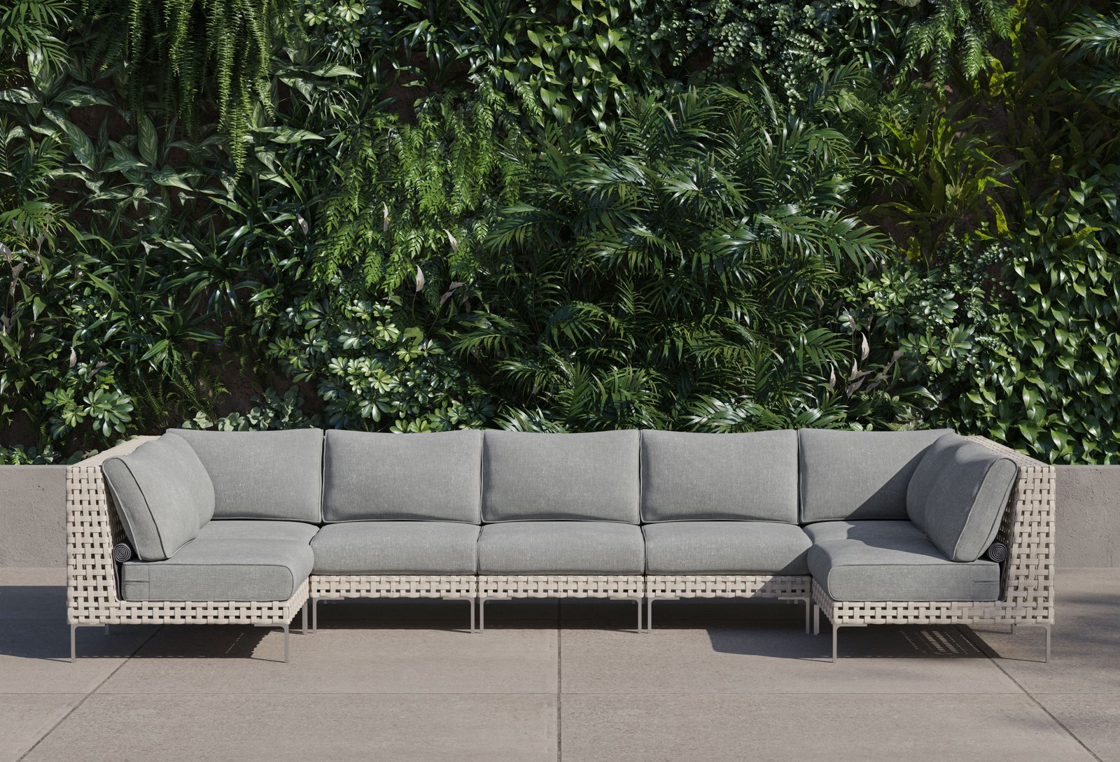 Open Weave Wicker Outdoor U Sectional - 7 Seat - Image 6