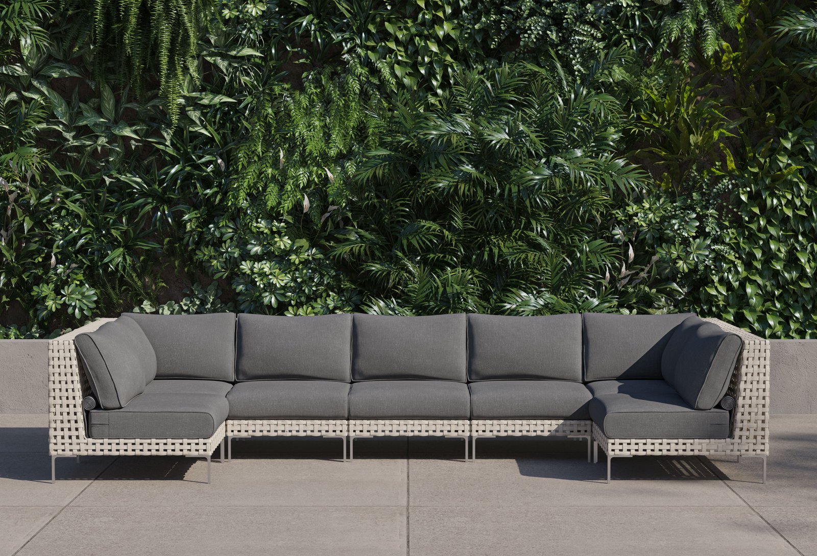 Open Weave Wicker Outdoor U Sectional - 7 Seat - Image 12
