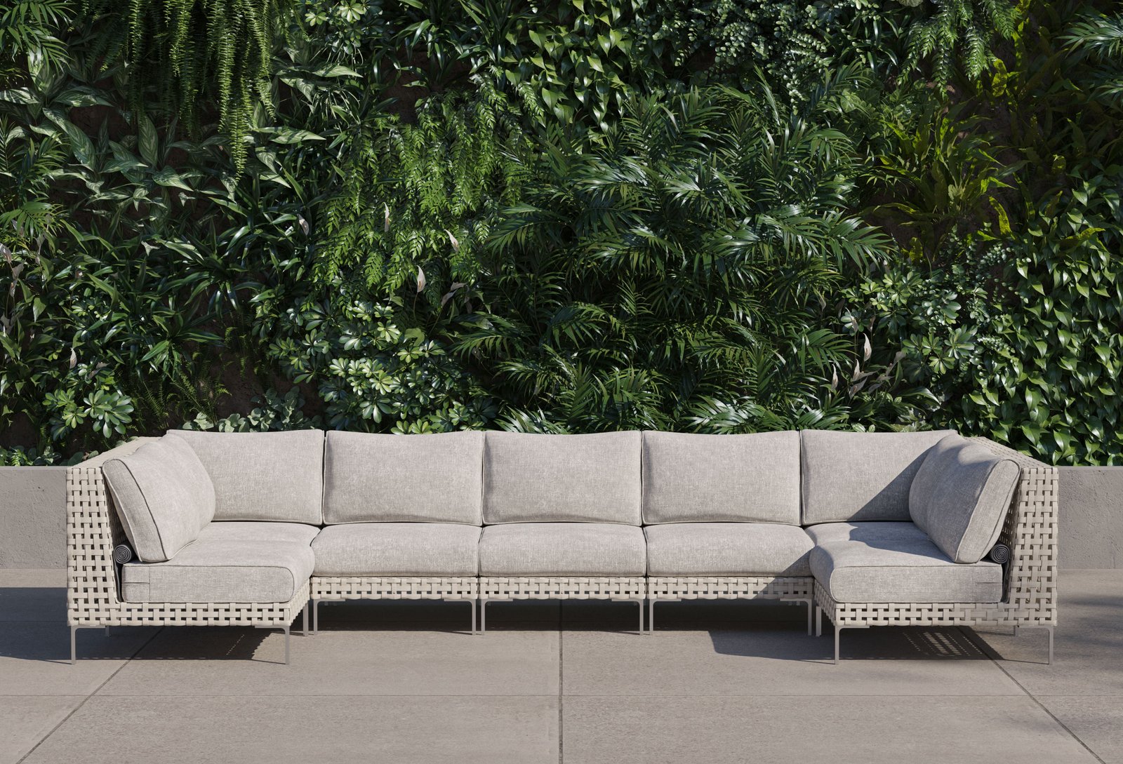 Open Weave Wicker Outdoor U Sectional - 7 Seat - Image 14
