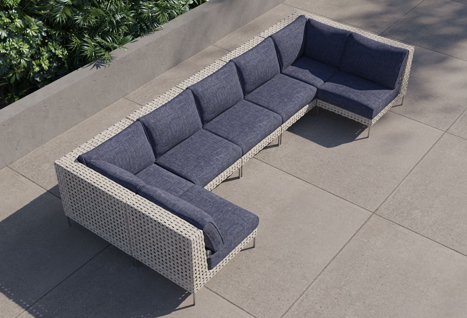 Open Weave Wicker Outdoor U Sectional - 7 Seat - Image 11