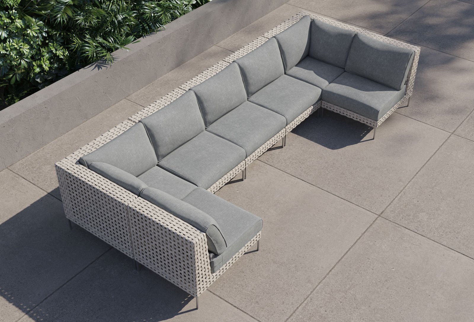 Open Weave Wicker Outdoor U Sectional - 7 Seat - Image 7