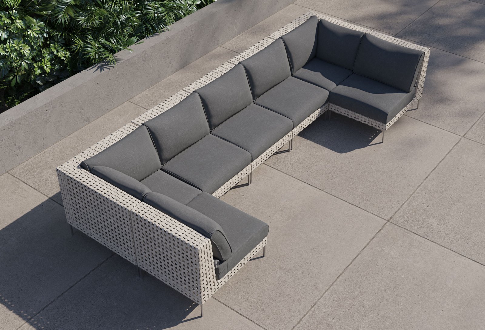 Open Weave Wicker Outdoor U Sectional - 7 Seat - Image 13