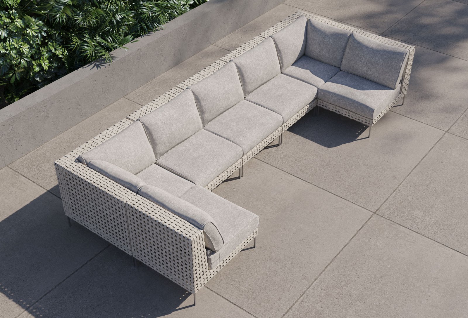 Open Weave Wicker Outdoor U Sectional - 7 Seat - Image 15