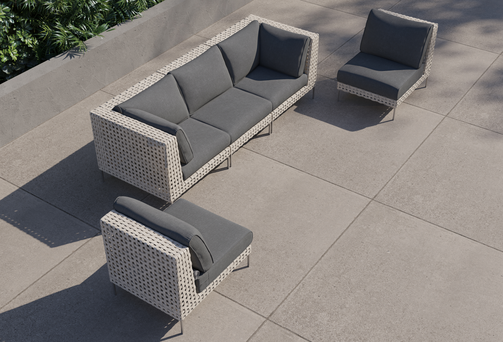 Open Weave Wicker Outdoor Sofa with Armless Chairs - 5 Seat - Image 13
