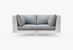 Open Weave Wicker Outdoor Loveseat in Pacific Fog Gray #color_pacific fog gray