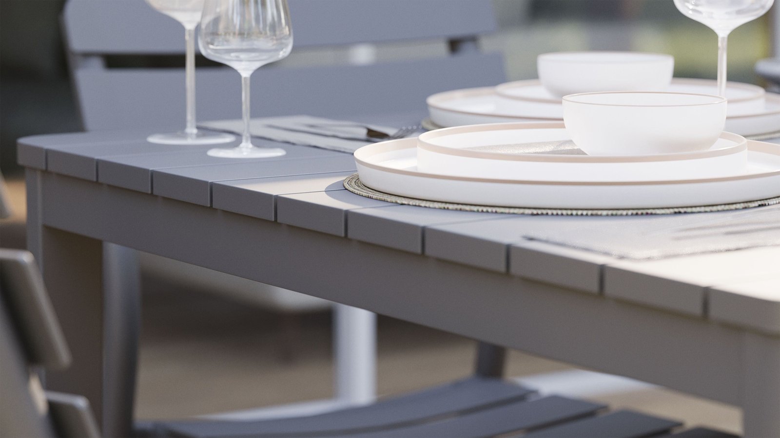 Aluminum Outdoor Square Dining Table + 4 595 Armchairs - Image 5