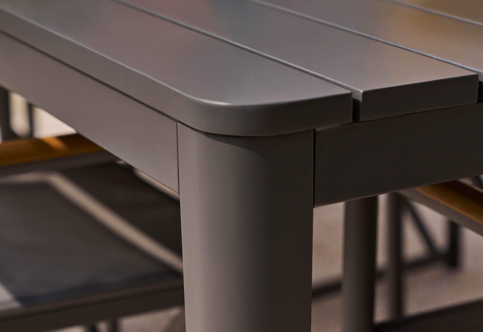 Aluminum Outdoor Rectangular Dining Table + 5 Aluminum Director's Chairs + Aluminum Dining Bench - Image 6