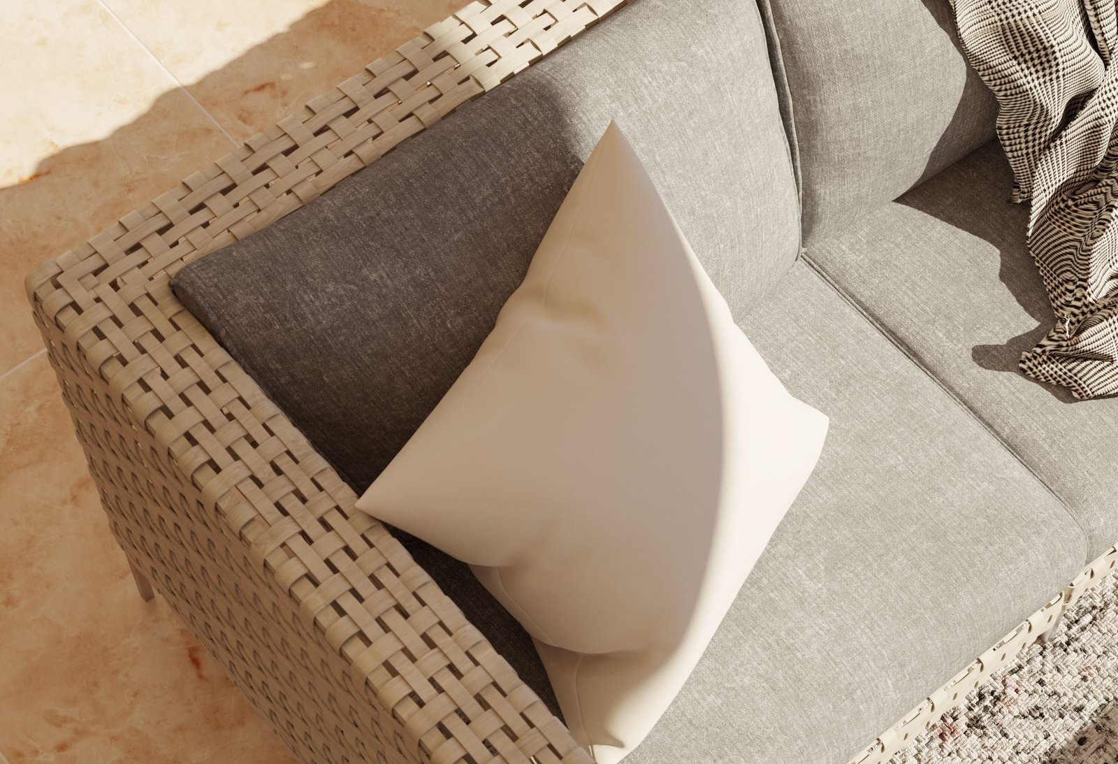 Open Weave Wicker Outdoor Armless Chair Conversation Set - Image 17