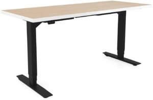 Safco ML-Series Height-Adjustable Table, 24x60 Laminate Top, 3-Stage/2-Leg Base Safco Black ML322460BLFUMPWI