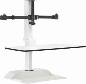 Safco Soar by Safco Electric Desktop Sit/Stand "“ Dual Monitor Arm [2193] Safco White Desk Riser 2193WH
