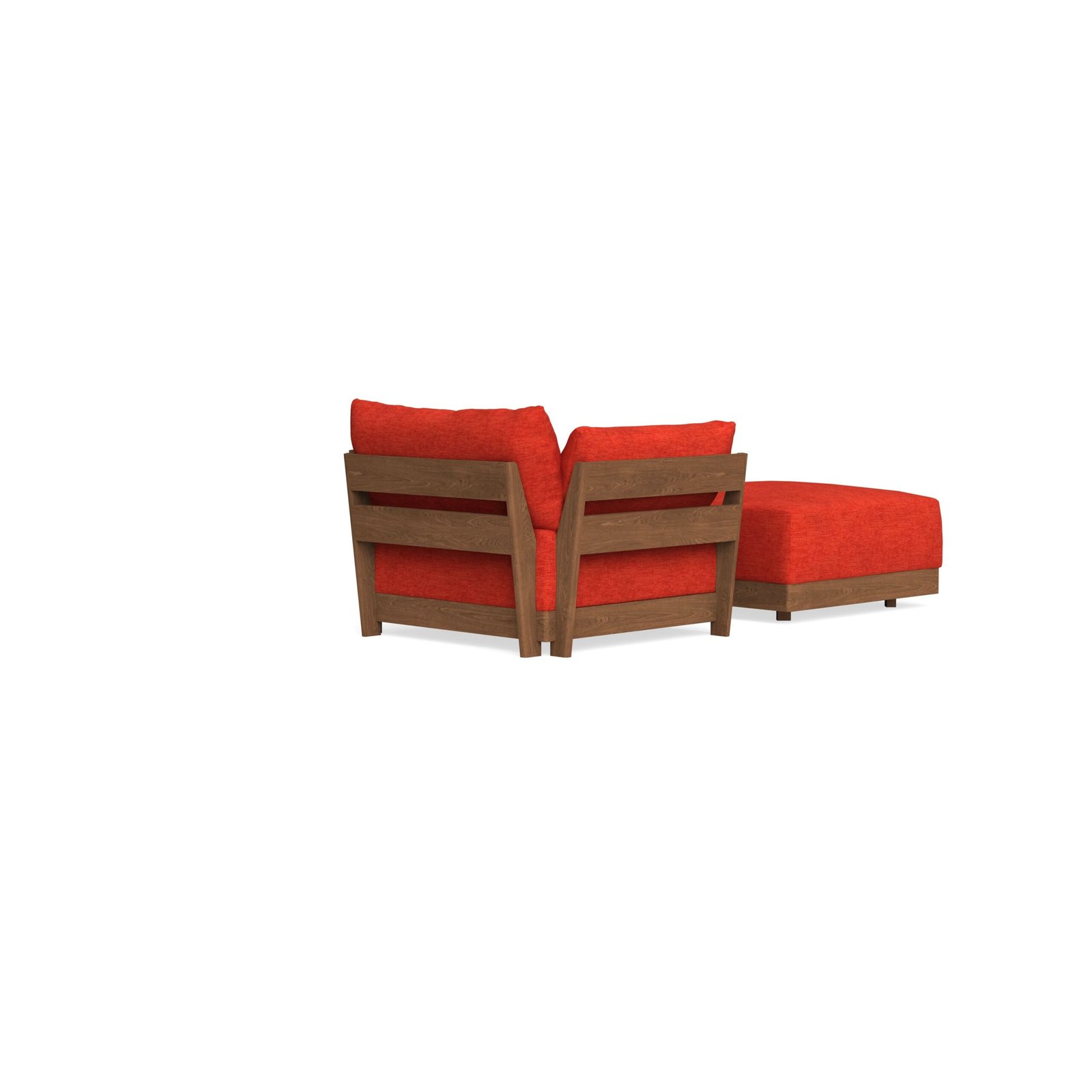 Modular Bondi Espresso Armchair + Ottoman in Poppy Orange | Memory Foam Blend - Image 3