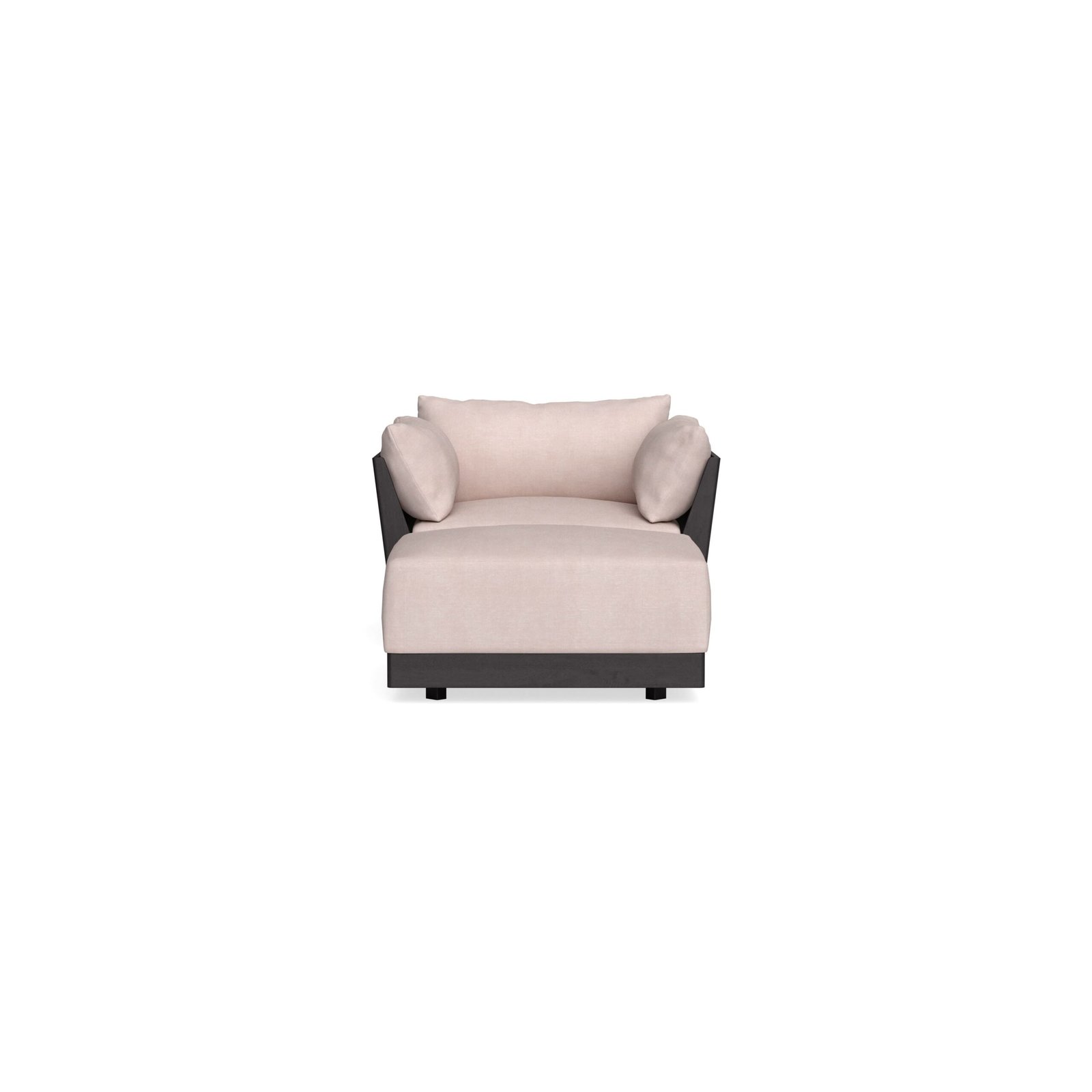 Modular Bondi Black Armchair + Ottoman in Blush | Classic Blend