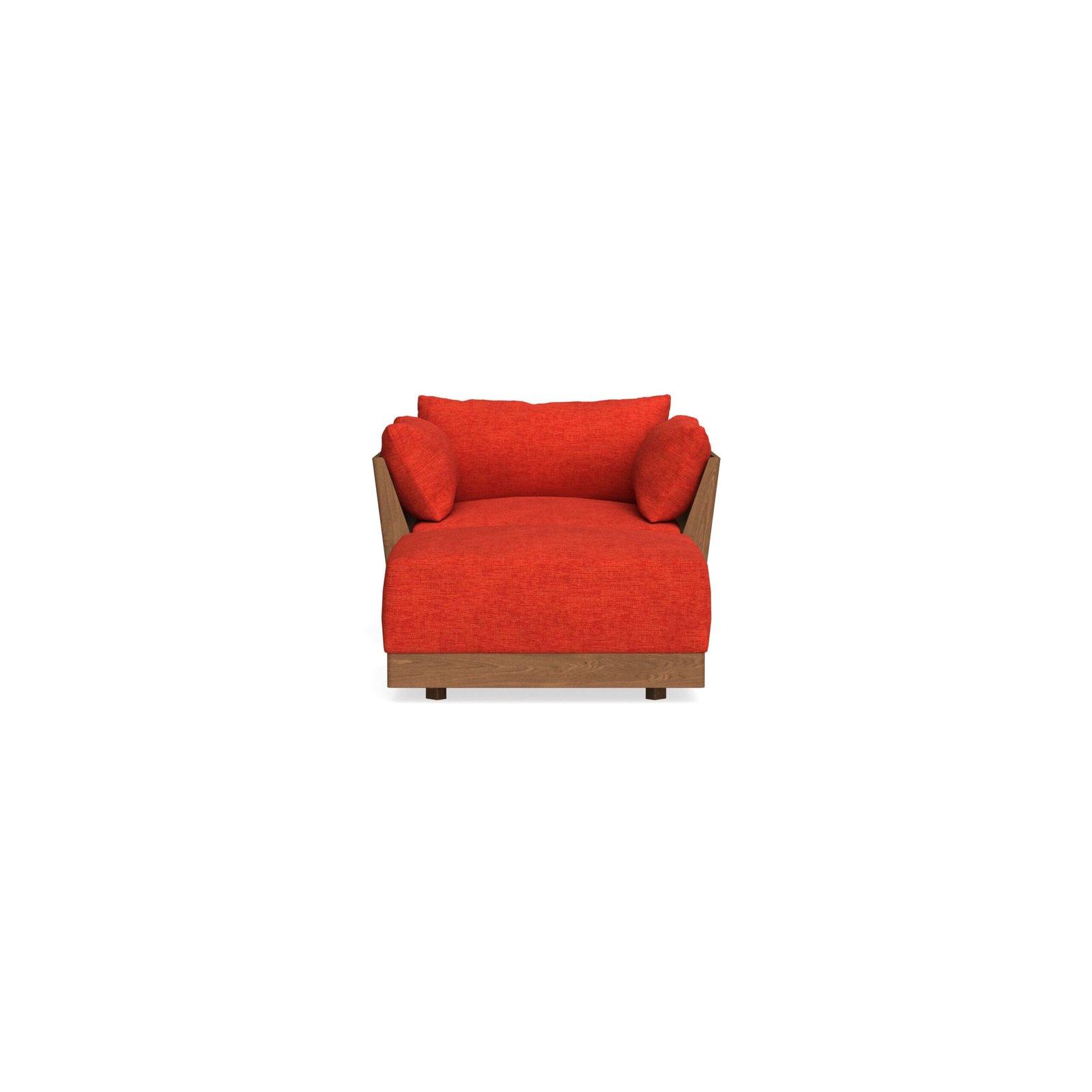Modular Bondi Espresso Armchair + Ottoman in Poppy Orange | Memory Foam Blend