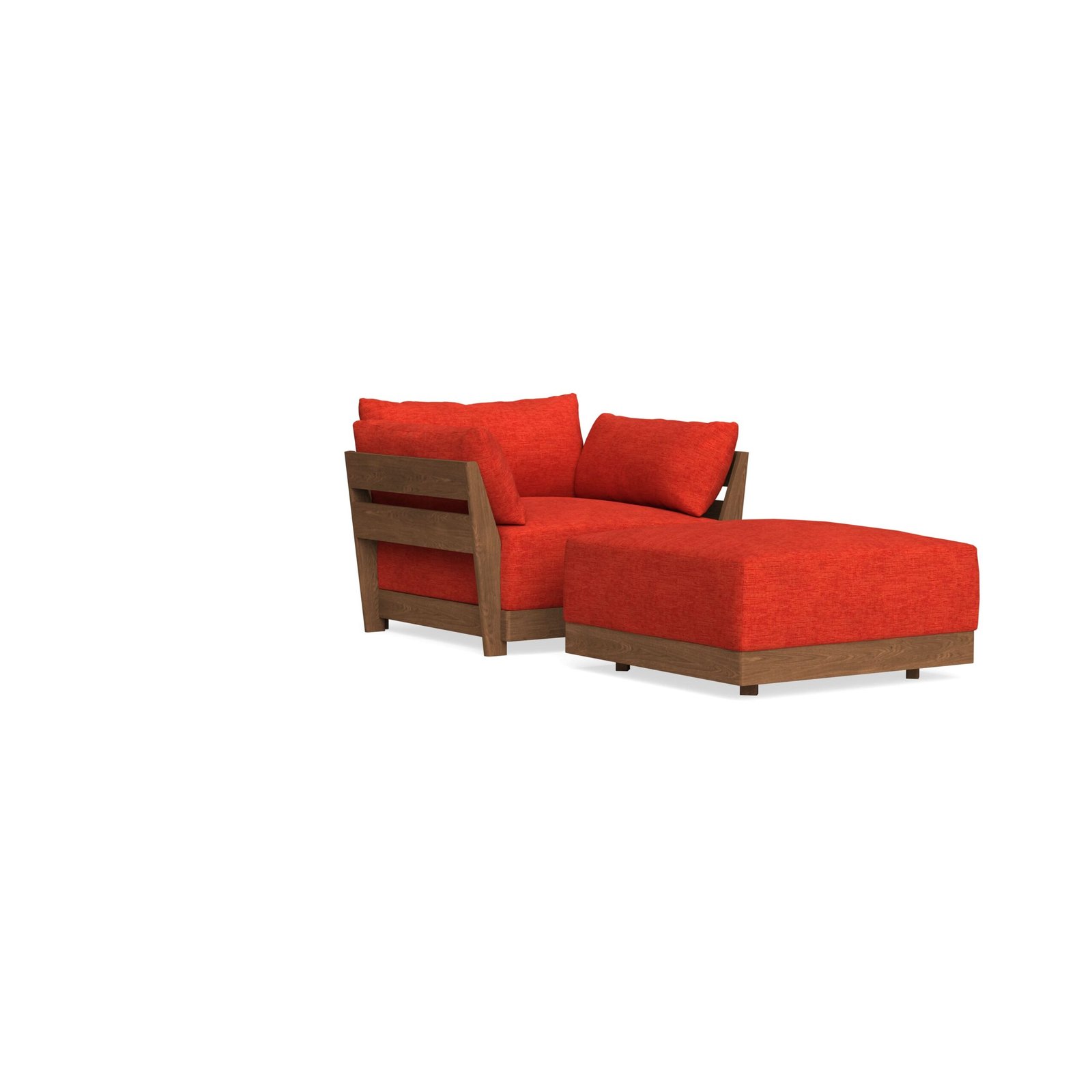 Modular Bondi Espresso Armchair + Ottoman in Poppy Orange | Memory Foam Blend - Image 2