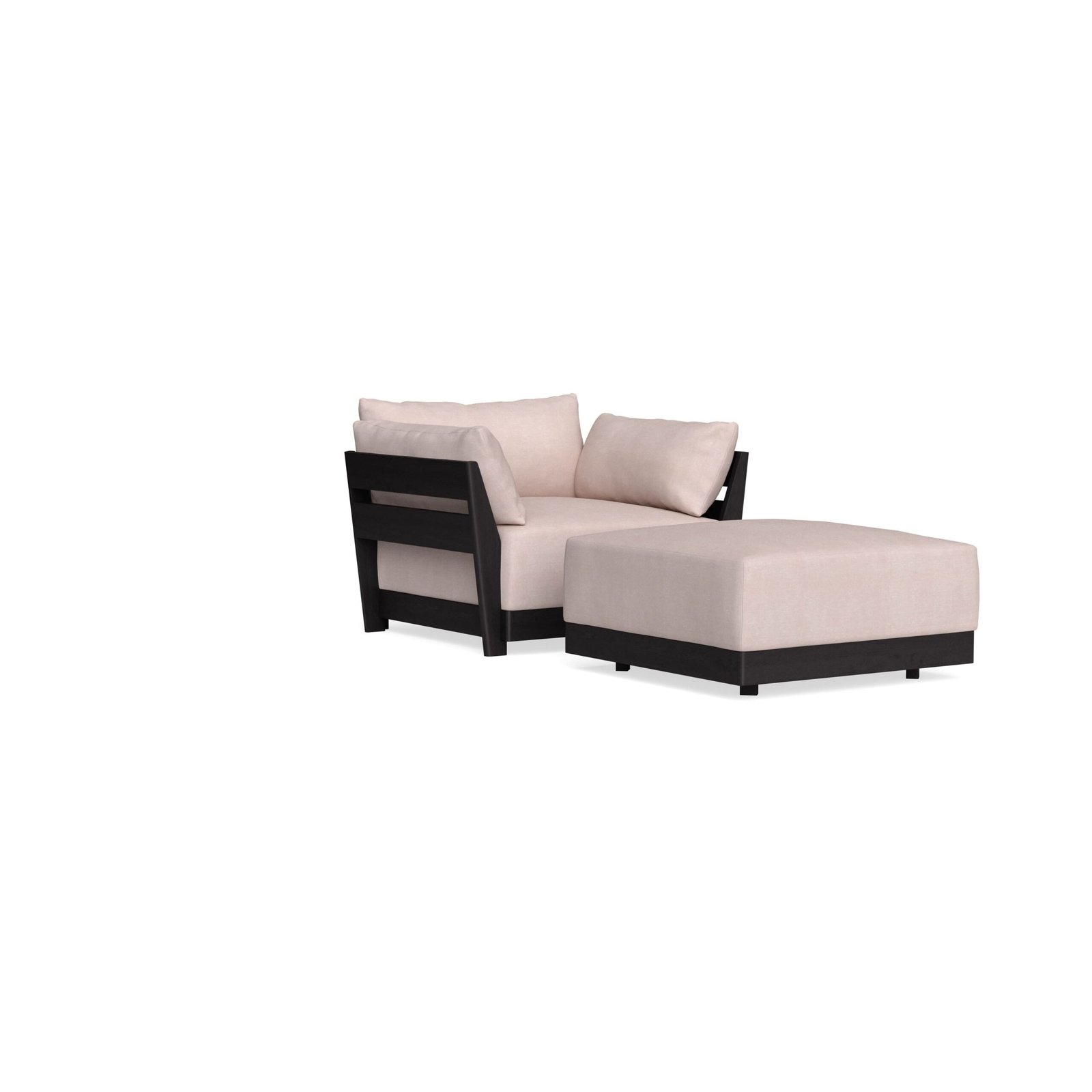 Modular Bondi Black Armchair + Ottoman in Blush | Classic Blend - Image 2