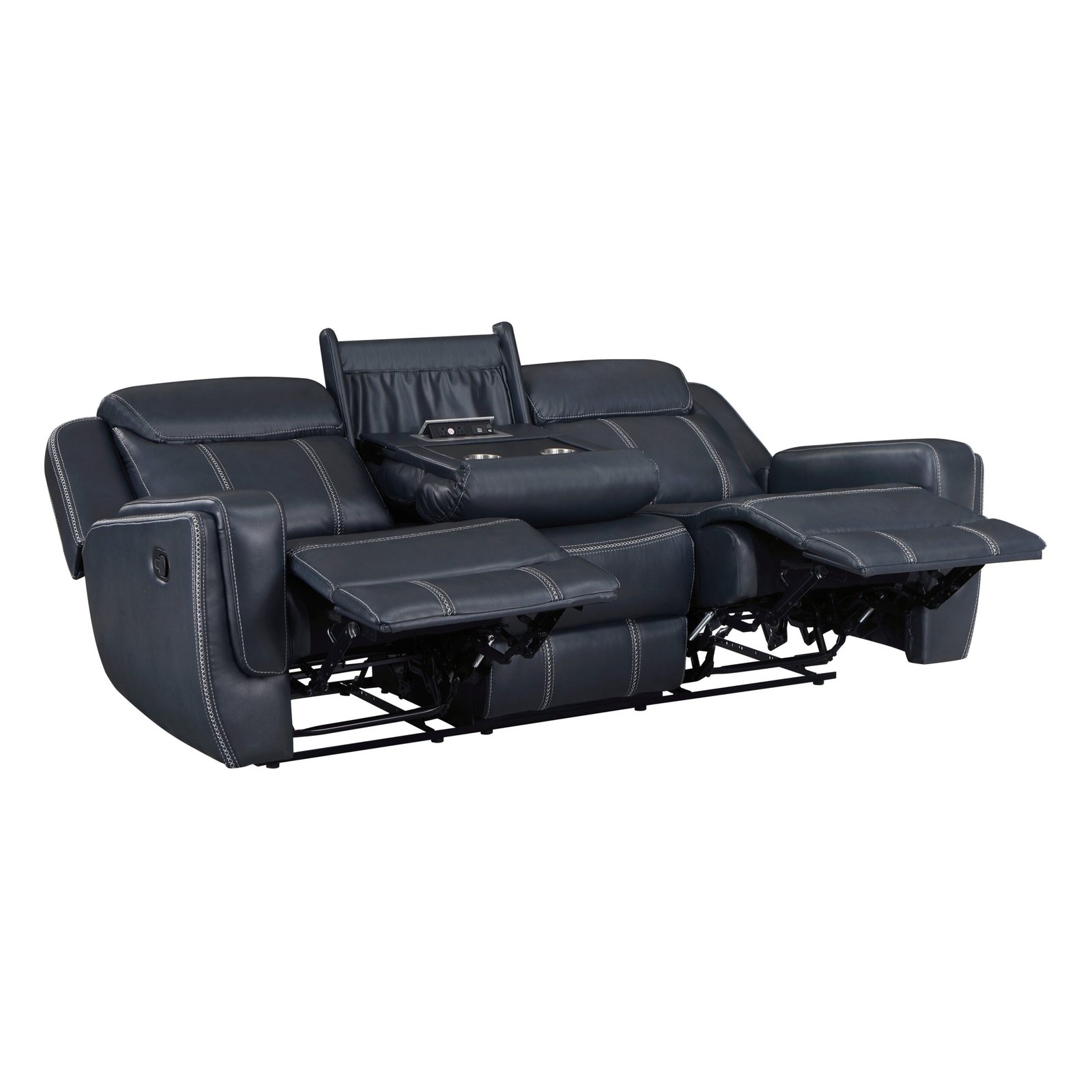 8516BU-3 - Double Reclining Sofa with Center Drop-Down Cup Holders, Magazine bag, Receptacles and USB Ports - Image 5