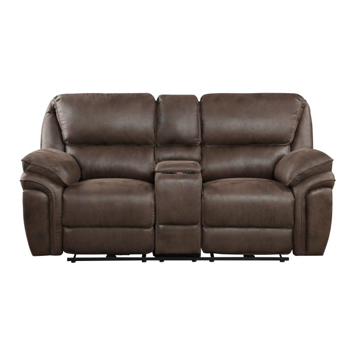 8517BRW-2PW - Power Double Reclining Love Seat with Center Console