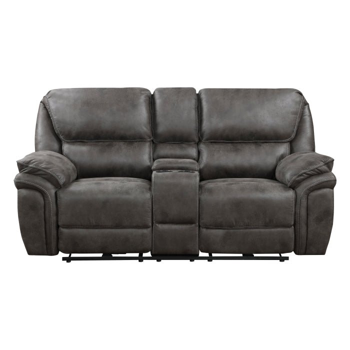 8517GRY-2PW - Power Double Reclining Love Seat with Center Console