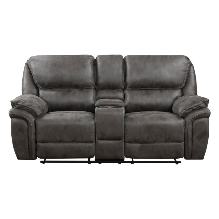 8517GRY-2 - Double Reclining Love Seat with Center Console