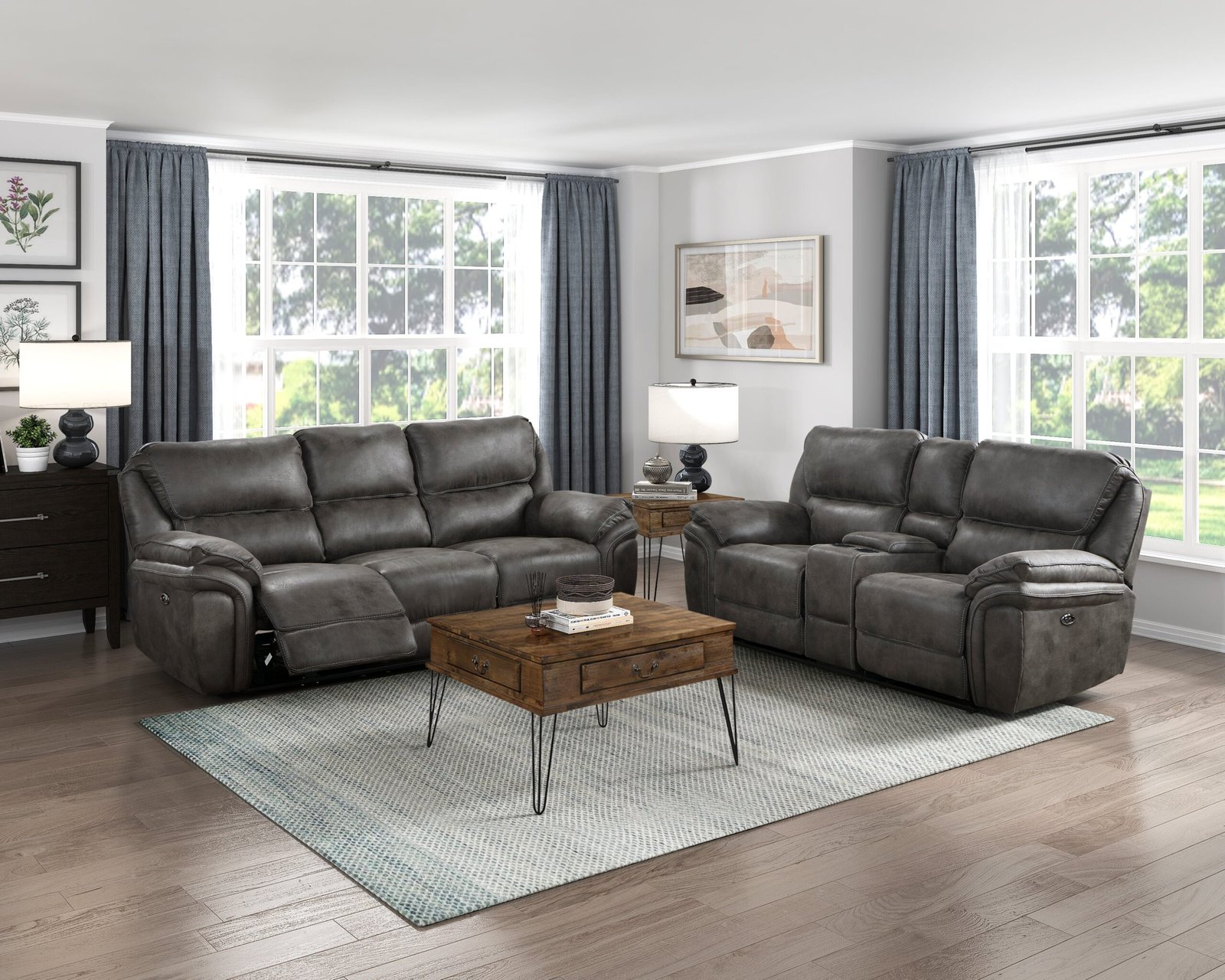 8517GRY-3PW - Power Double Reclining Sofa - Image 5
