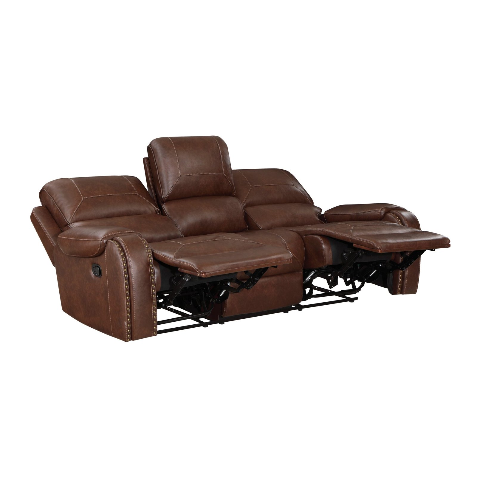 8549BRW-3 - Double Reclining Sofa with Center Drop-Down Cup Holders, Receptacles and USB Ports - Image 4