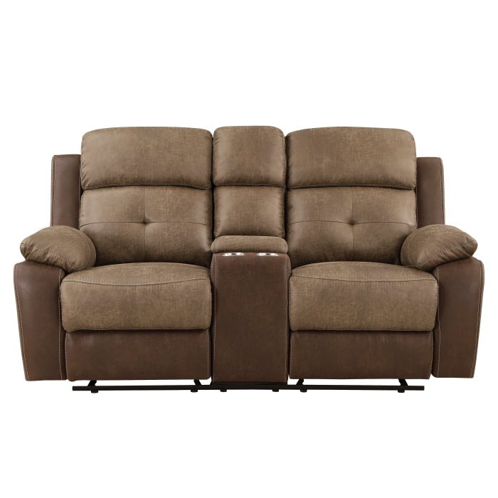 8599BR-2 - Double Glider Reclining Love Seat with Center Console