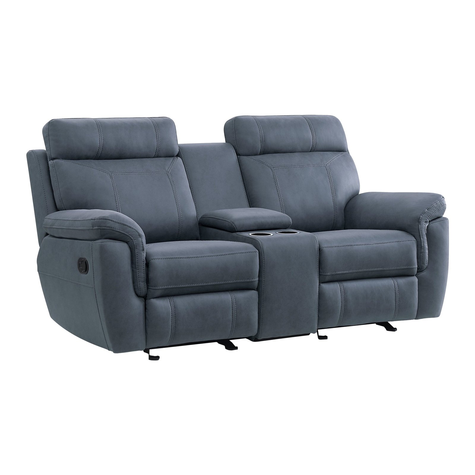 9301BUE-2 - Double Glider Reclining Love Seat with Center Console - Image 2
