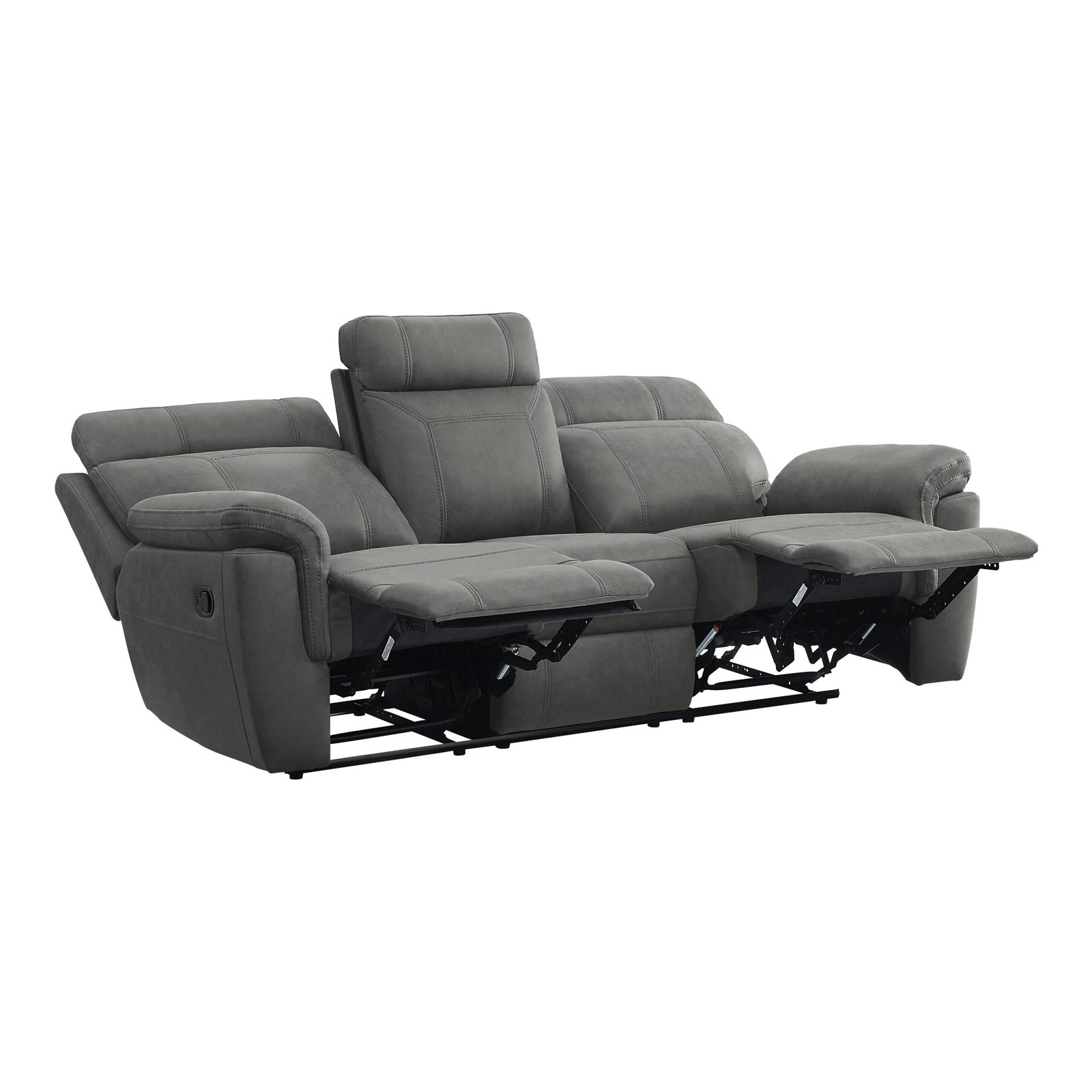 9301GRY-3 - Double Reclining Sofa with Center Drop-Down Cup Holders - Image 4