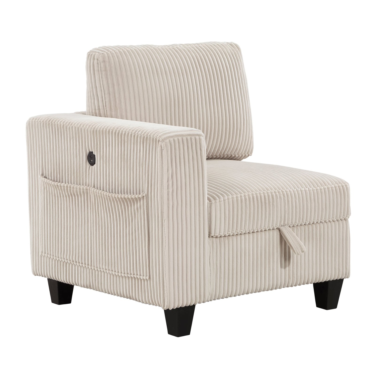 Walterboro Chair With One Arm, Storage, Storage Pouch And Charging Ports - Image 5