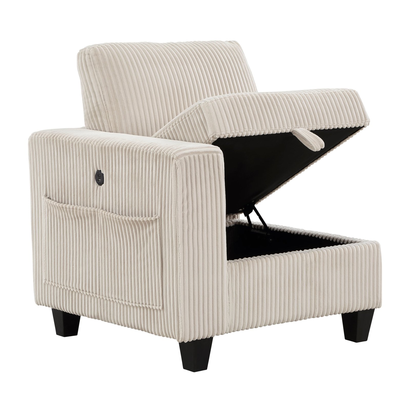 Walterboro Chair With One Arm, Storage, Storage Pouch And Charging Ports - Image 6
