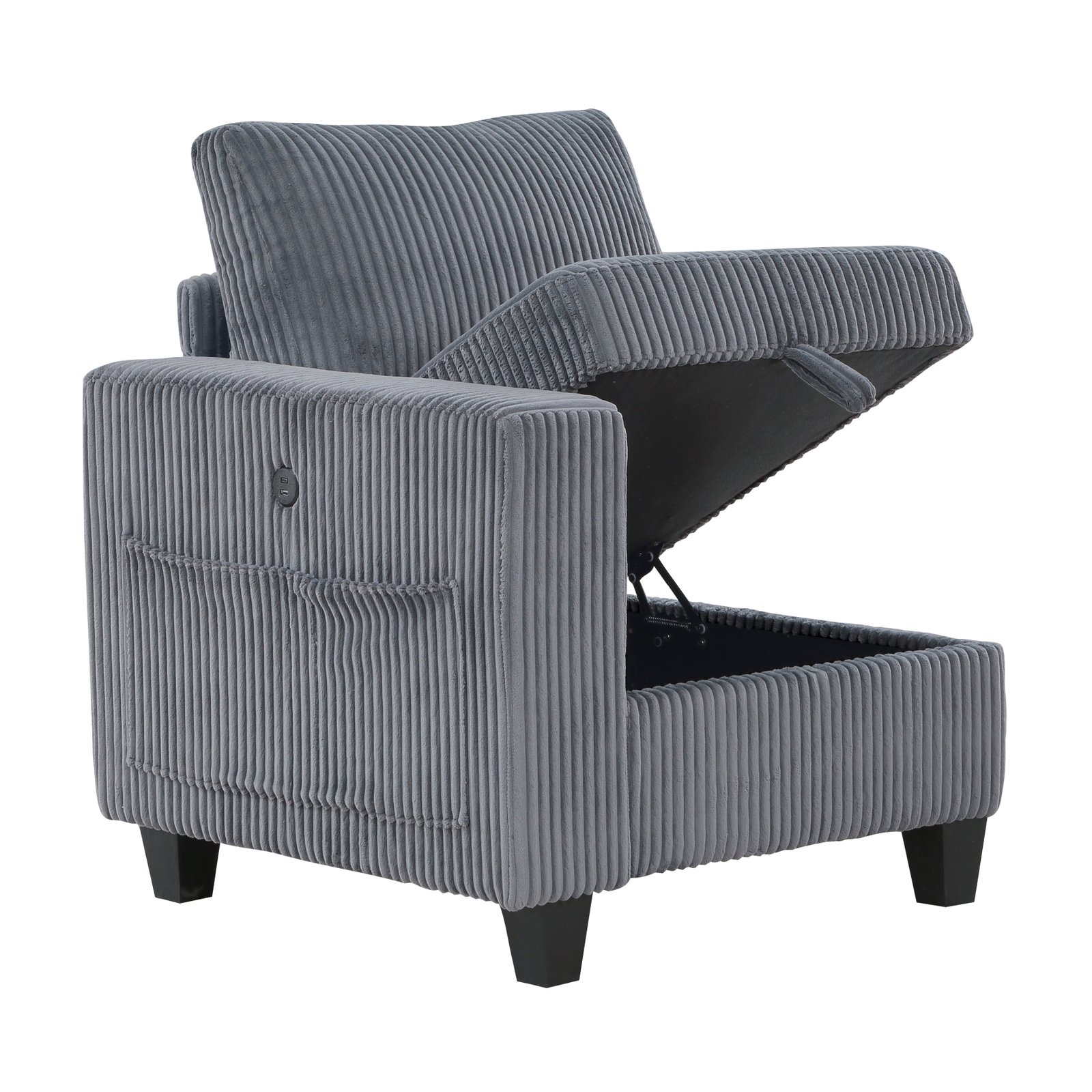 Walterboro Chair With One Arm, Storage, Storage Pouch And Charging Ports - Image 13