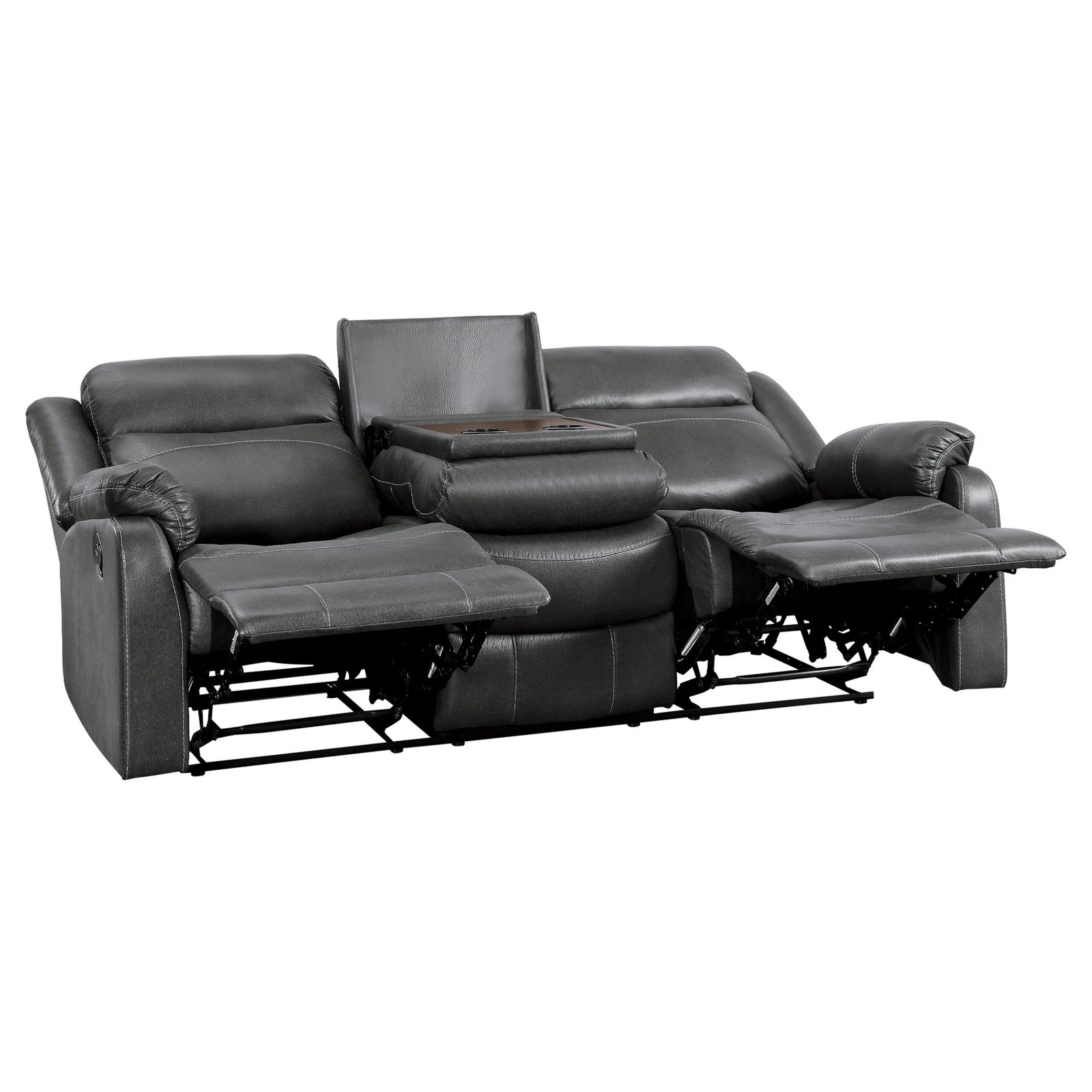 9990GY-3 - Double Lay Flat Reclining Sofa with Center Drop-Down Cup Holders - Image 4