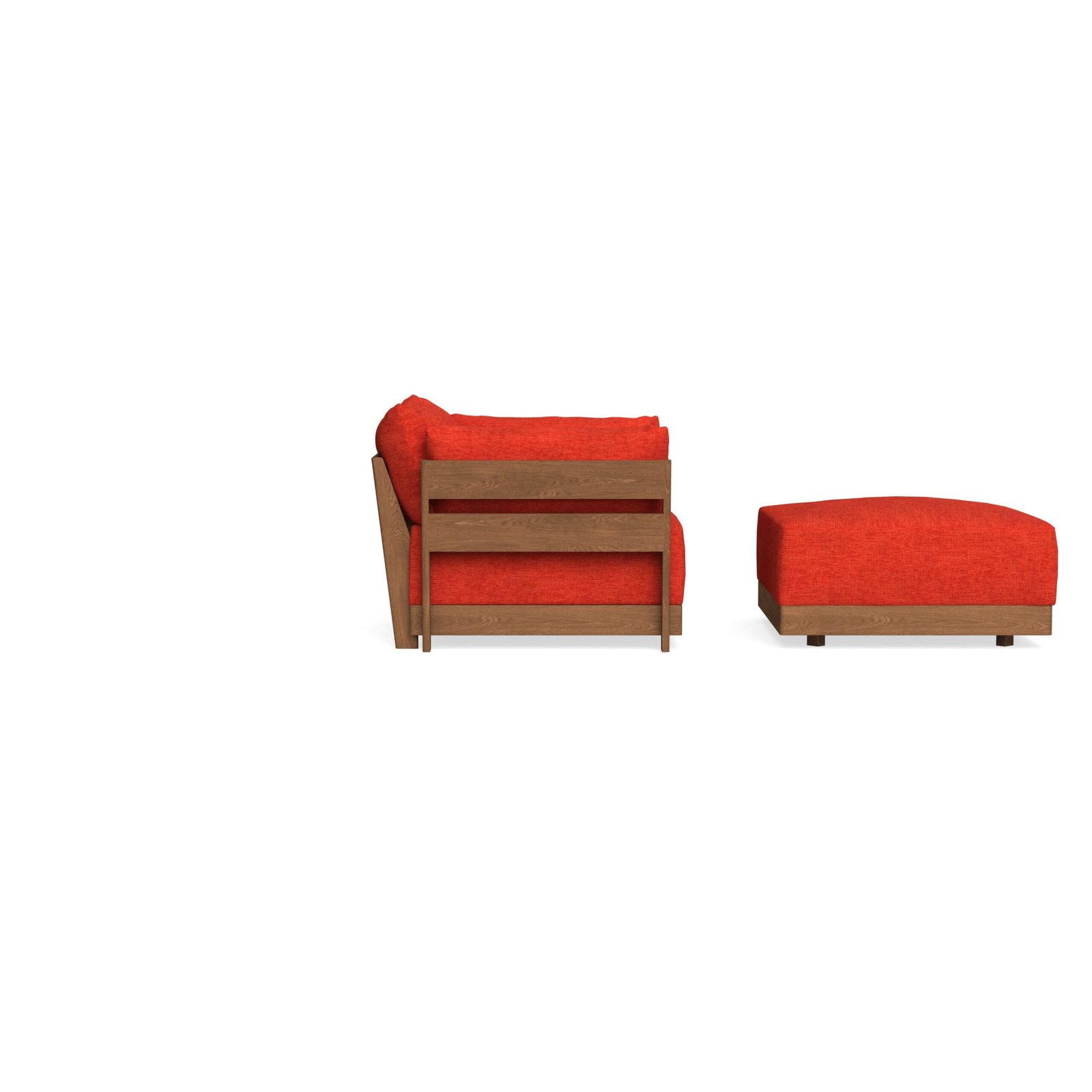 Modular Bondi Espresso Armchair + Ottoman in Poppy Orange | Classic Blend - Image 7